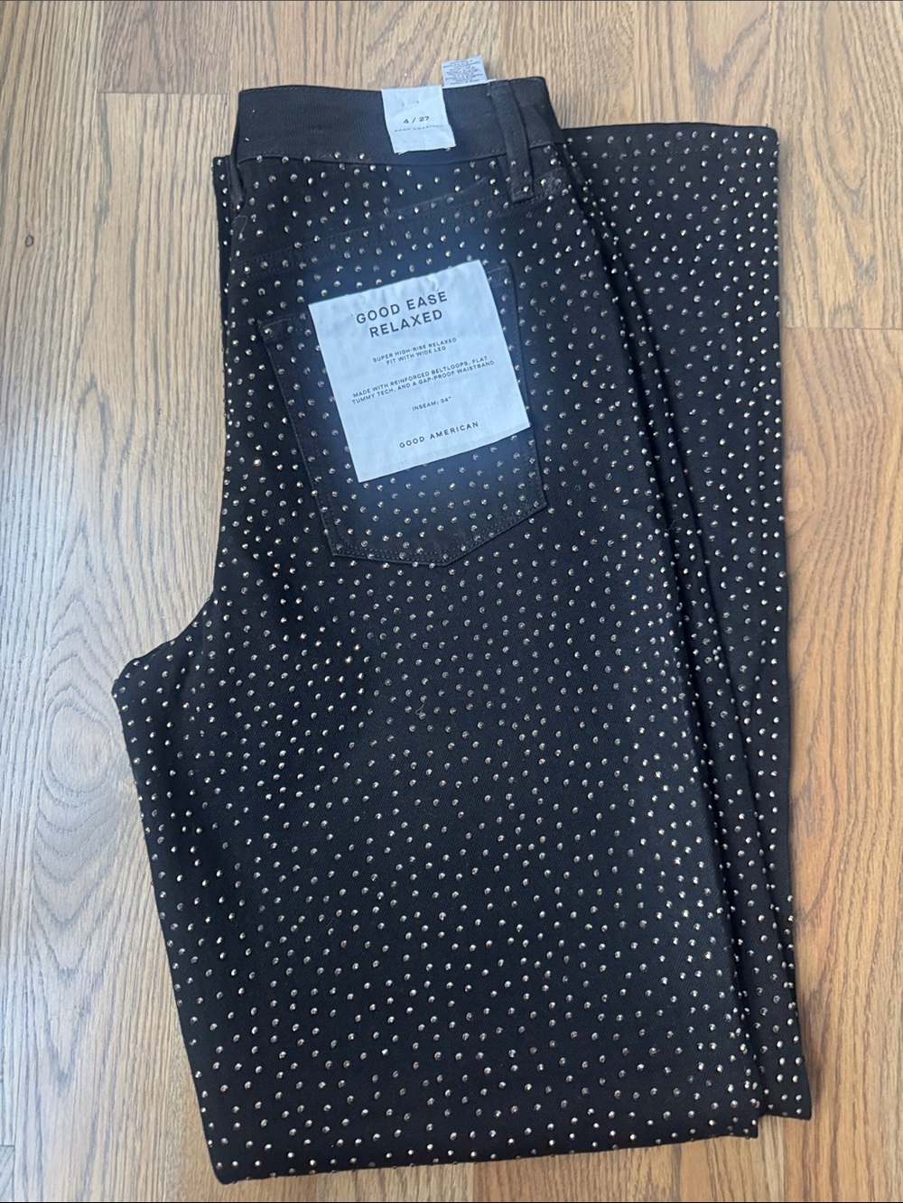 Good American Good Ease Relaxed High Rise Wide Leg Jeans Women Size 27